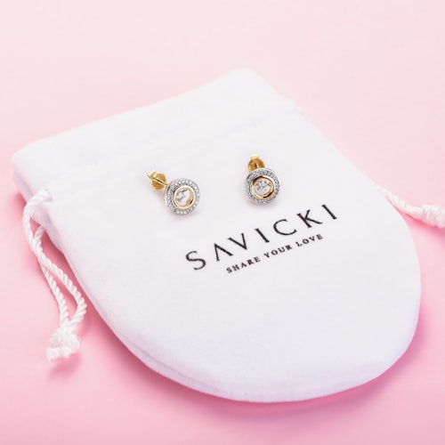 Kolczyki Savicki: dwukolorowe złoto , diamenty